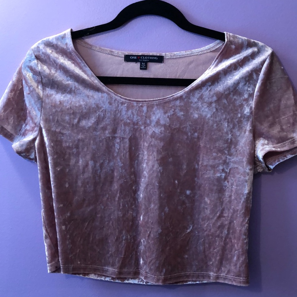 Pink velvet crop top